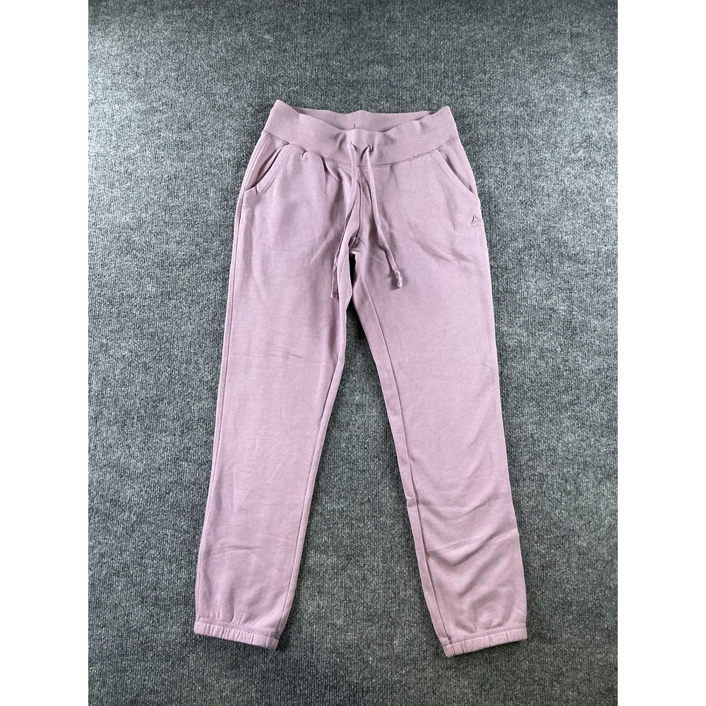 Reebok Womens Mauve Purple Fleece Lined Joggers Sweatpants Drawstring Pockets